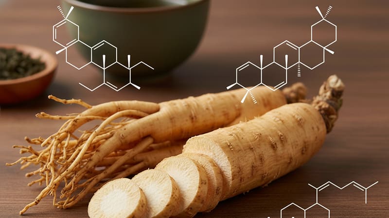 高麗人参に含まれるジンセノサイド（サポニン）のイメージ図