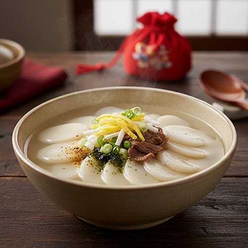 韓国の正月に欠かせないトックク（餅スープ）