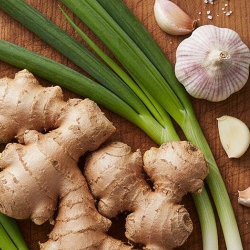 体を温める食材（生姜・ねぎ・にんにく など）