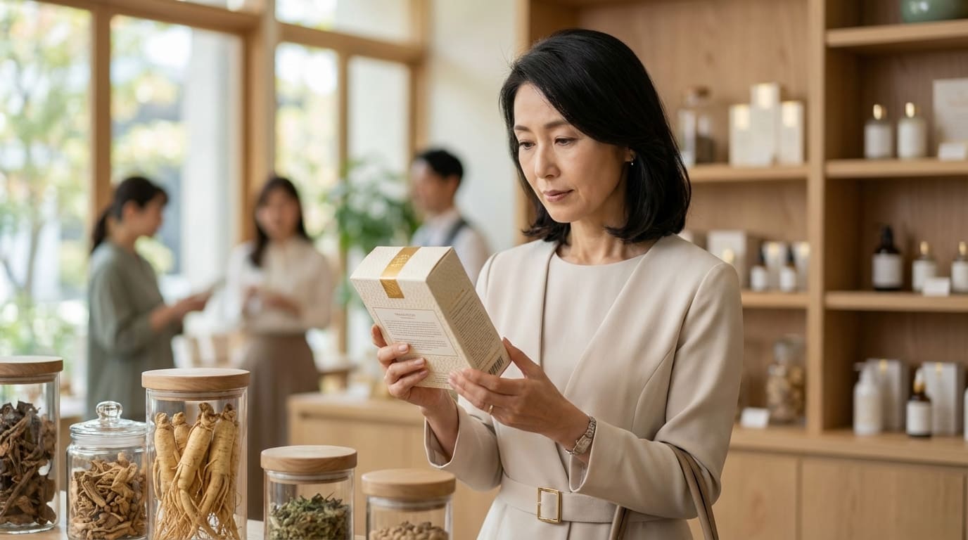 製品を手に取ってチェックする