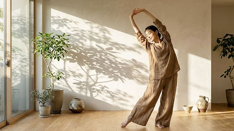 ストレッチをする健康的な女性