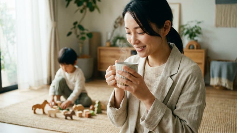 高麗人参りんご茶 PREMIUM を飲む女性