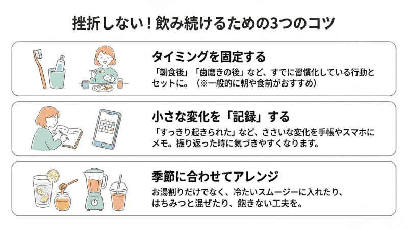 飲み続けるための実践的なコツ3選